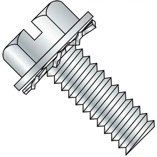 Genuine 10-32X1/2 Slotted Hex Washer External Sems Machine Screw Fully Threaded Zinc Bake, Pkg of 5000