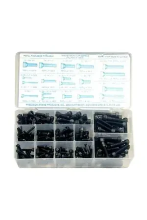 Socket Head Cap Screw Assortment - 6-32 to 1/4-28 - Steel - 6 Items, 190 Pcs - Made In USA Genuine