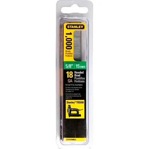 Stanley SWKBN625S Brad Nails 5/8", 1,000 Pack - Pkg Qty 5 Today Only