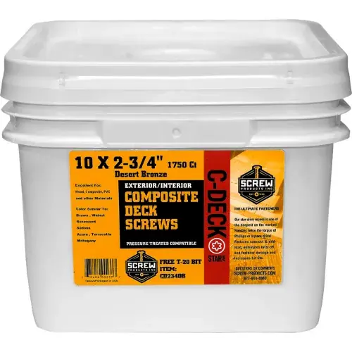 10 C-Deck Star Drive CD234SR Coated Composite Deck Screw, 2-3/4", Sandridge, 1750/Carton - USA Affordable