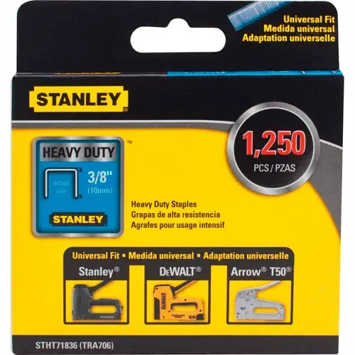 Stanley® STHT71836 Heavy-Duty Narrow Crown Staples 3/8" -1,250 Pack Brand New