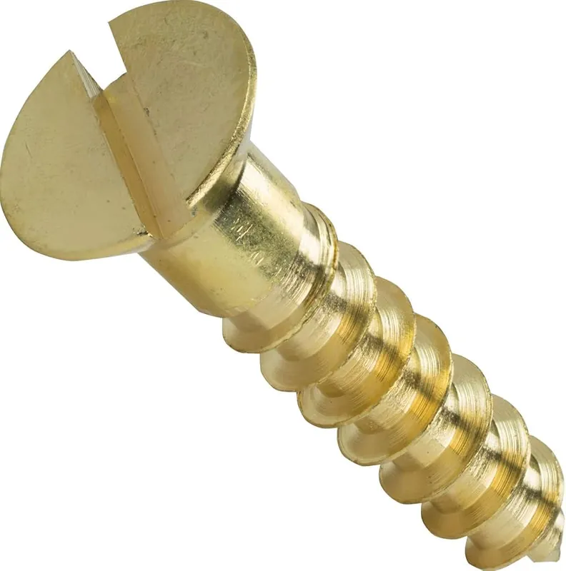 12 X 2-1/2" Wood Screws Slotted Drive Flat Head Brass (100 / Pkg.) Order Now
