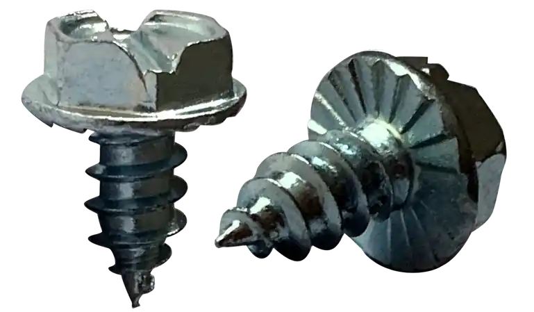 Big Sale 14 X 1-1/2" Type AB Self Tapping Sheet Metal Screws Serrated Indented Hex Washer Head Slotted Drive Steel Zinc & Bake (1250/Pkg.)