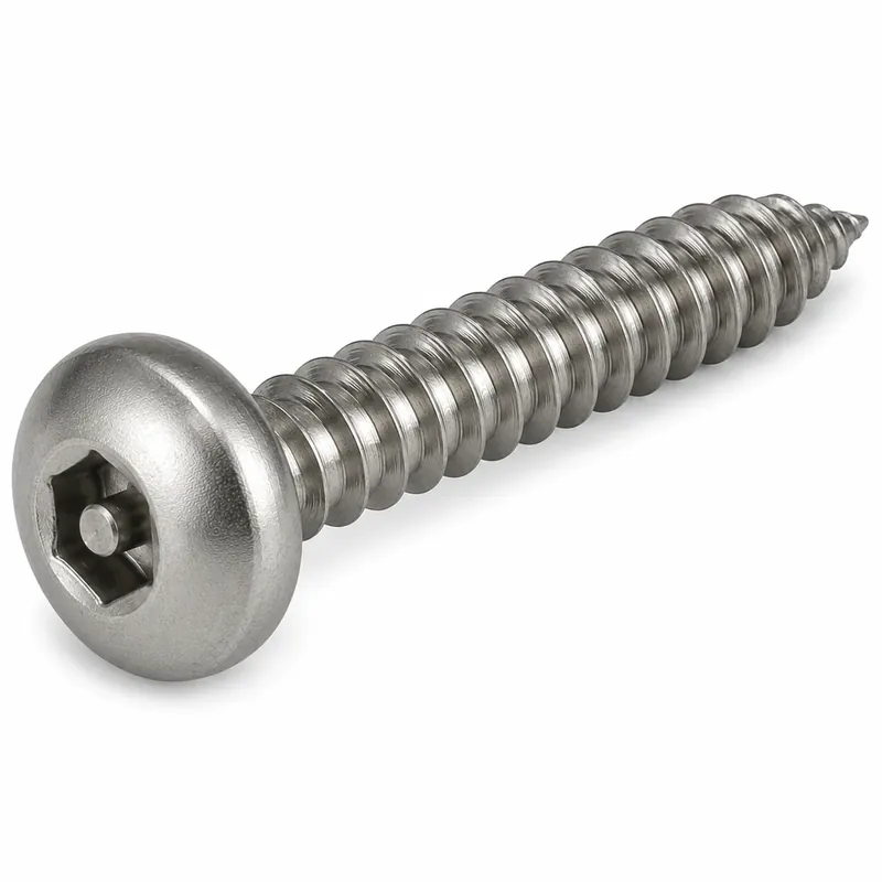 8 X 1/2" Tamper Resistant Sheet Metal Screws Button Head Pin-In Hex Socket Drive 18/8 Stainless Steel (100 / Pkg.) Final Sale