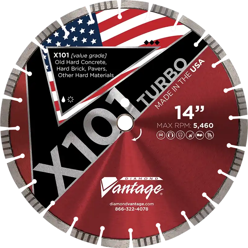 Last Chance Diamond Vantage 1612BLZX1-1 16" x 0.125" Diamond Blade for Hard Material X101 TURBO - HARD Materials