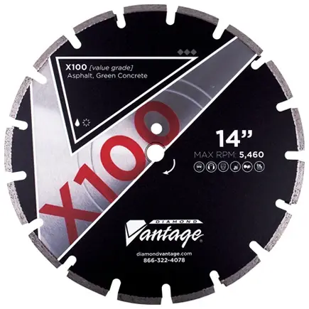 Buy Direct Diamond Vantage 1211EX1-4 12" x 110" Diamond Blade for Asphalt/Green Concrete X100 - ASPHALT