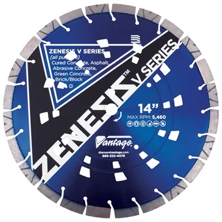 Diamond Vantage 1412BDUZX4-AP2 14" x 0.125" Diamond Blade for All Purpose/Combo-Concrete And Asphalt ZENESIS V SERIES Reduced Price