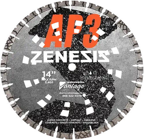 Affordable Diamond Vantage 1412BEDUZX4-AP3 14" x 0.125" Diamond Blade for All Purpose/Combo-Concrete And Asphalt ZENESIS AP3 14mm Segments