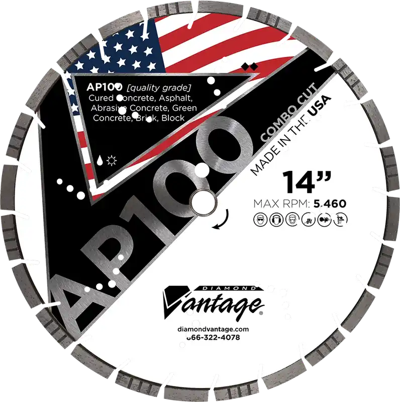 Diamond Vantage 1412ELY2-AP 14" x 0.125" Diamond Blade for Asphalt/Reinforced Concrete/Brick/Block/Cured Concrete AP100 COMBO CUT - ALL PURPOSE Deal