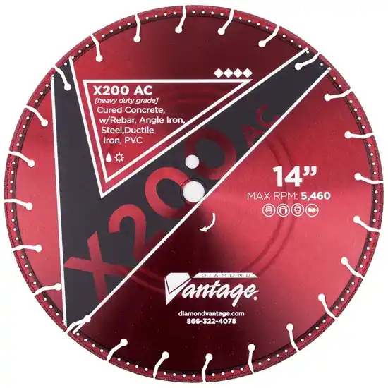 Next Day Delivery Diamond Vantage 0309TDUX2-AC2 3" x 0.090" x 3/8" Diamond Blade for Pvc Pipe/Steel/Cast Iron/Ductile Iron Pipe/Reinforced Concrete X200-AC