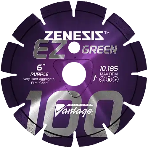 Diamond Vantage 1218EZ100Z 12" x 0.187" Early Entry Saw Diamond Blade for Very Hard Aggregate/Early Entry Green Concrete/Flint/Chert Z100 PURPLE Reduced Price