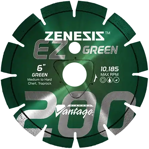 Diamond Vantage 0609EZ200Z 6" x 0.095" Early Entry Saw Diamond Blade for Medium-Hard Aggregate/Early Entry Green Concrete/Traprock Z200 GREEN Same Day Shipping
