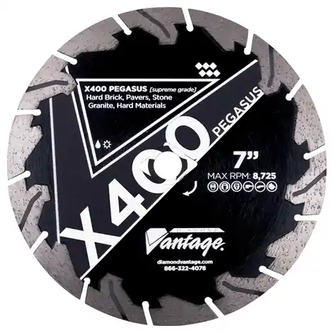 Diamond Vantage 0709UPEGX4-1 7" x 0.095" Diamond Blade for Granite/Hard Brick/Hard Pavers X400 PEGASUS New Release