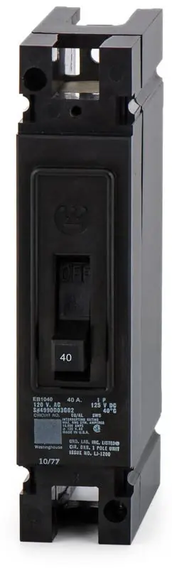 Eaton / Westinghouse EB1040 - 40A 1 Pole Molded Case Circuit Breaker Get Yours