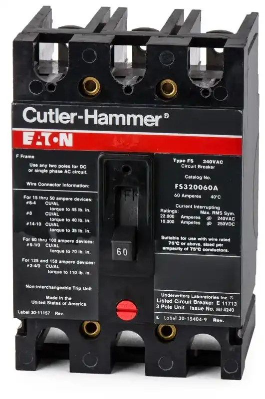 Time-Limited Eaton / Cutler-Hammer FS320060A - 60A 3 Pole Molded Case Circuit Breaker