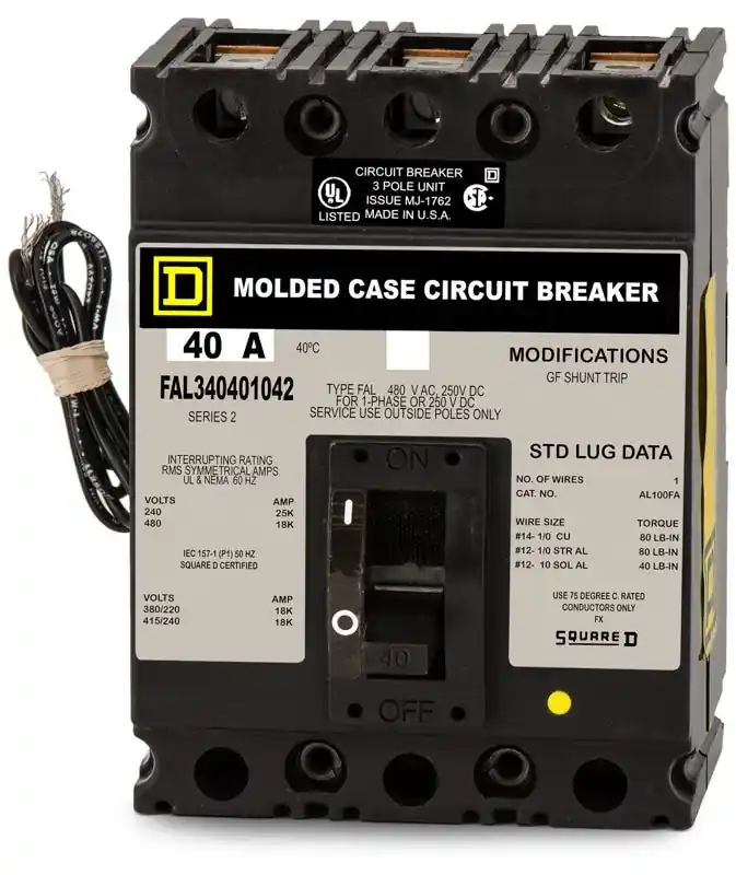 Square D FAL34040-1042 - 40A 3 Pole Molded Case Circuit Breaker High Quality