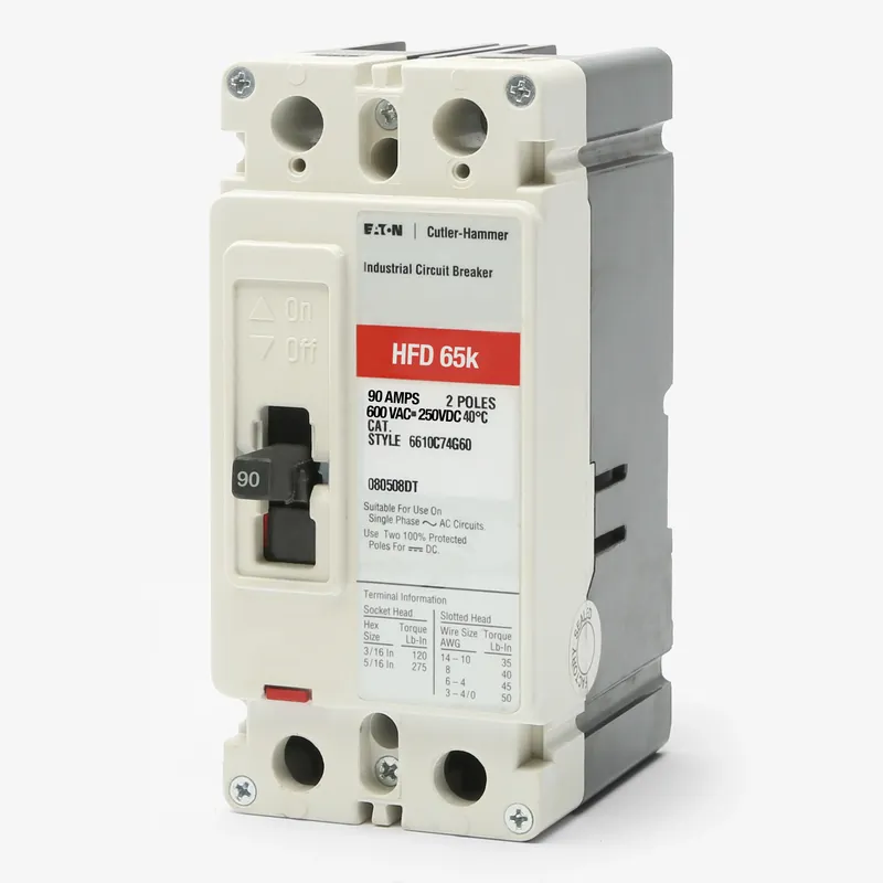Luxury Eaton / Cutler-Hammer HFD2090 - 90A 2 Pole Molded Case Circuit Breaker