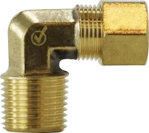 Midland Metal 18224BLF 90 deg Barstock Elbow, 1/4 in Compression x 1/8 in MIP, Brass Brand New