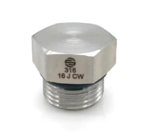 Professional Grade Stainless Adapters SS6408-06 Hex Head Plug, 3/8 in Male SAE ORB, Stainless Steel