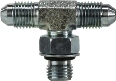 Budget Midland Metal 6803NWO4 Branch Tee, 1/4 in MJIC x 1/4 in MJIC x 1/4 in Male ORB, Steel