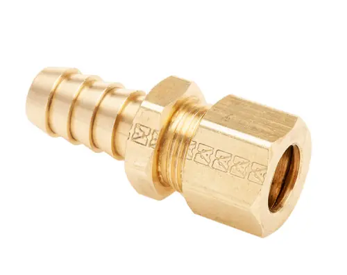 Midland Metal 18534 Barb X Compression Body Only, Hose Barb, 1/4 Hb x 1/4 Comp Adpt With Delrin Sleev, Brass Fittings Fast Shipping