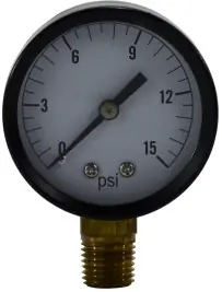Last Chance Midland Metal 80003 Pneumatic Pressure Gauge, 2 in Dial, 0 to 60 psi Measuring Range, 1/4 in Connection