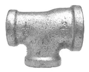 Final Sale Midland Metal 64309 Reducing Tee, 1-1/4 in FPT x 1 in FPT x 1 in FPT, Iron, Galvanized, 150 lb