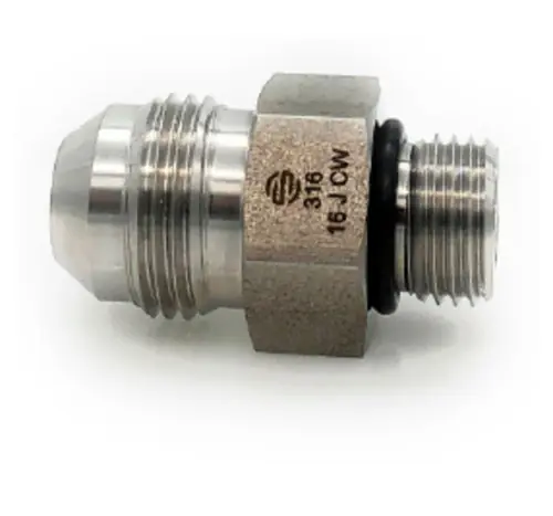 Price Drop Stainless Adapters SS6400-04-06 Pipe Adapter, 1/4 in 37 deg JIC Male Flared x 3/8 in Male ORB, Stainless Steel
