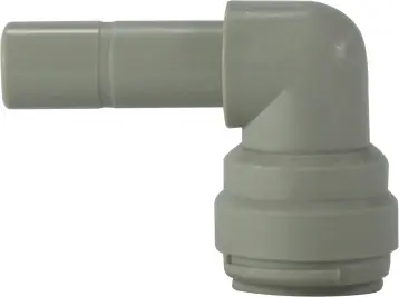 Midland Metal 20745P 90 deg Plug-In Elbow, 3/8 in Push-In Tube x 1/4 in Push-On Hose Stem, Plastic Professional Grade