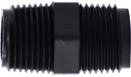 Midland Metal 28611B Hex Nipple, 1/8 in MPT x 1/8 in MPT, Polyethylene, Black Last Chance