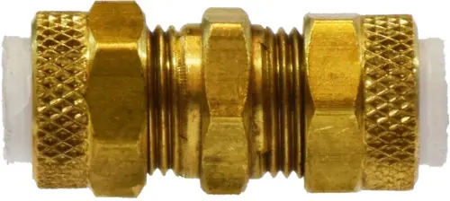 Midland Metal Poly-Flo 20242 Union, 1/4 in Tube OD x 1/4 in Tube OD, Brass Buy Direct