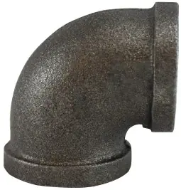 Midland Metal 65114 90 deg Elbow, 6 in FPT x 6 in FPT, Iron, Black, 150 lb Clearance