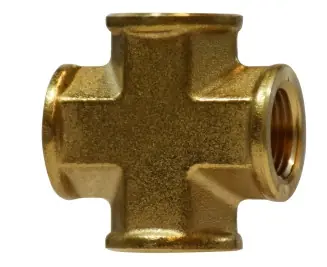 Clearance Midland Metal 28050 Pipe Cross, 1/4 in FNPTF x 1/4 in FNPTF x 1/4 in FNPTF x 1/4 in FNPTF, Brass