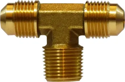 While Supplies Last Midland Metal 10206 Branch Tee, 1/4 in Male Flare x 1/4 in Male Flare x 3/8 in Male NPTF, Brass