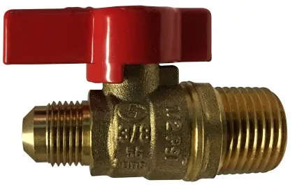 Certified Midland Metal 943347 Gas Ball Valve, 1/2 x 3/8 in Nominal, MIP x Flared, 125 psi Pressure, Brass Body