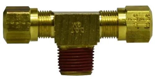 New Arrival Midland Metal 38137 Branch Tee, 1/4 in Tube OD x 1/4 in Tube OD x 1/4 in Male NPTF, Brass