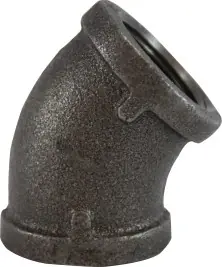 Fan Favorite Midland Metal 65190 45 deg Elbow, 3 in FPT x 3 in FPT, Iron, Black, 150 lb