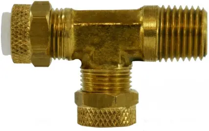 Midland Metal Poly-Flo 20309 Run Tee, 3/16 in Tube OD x 1/8 in MNPTF x 3/16 in Tube OD, Brass Markdown