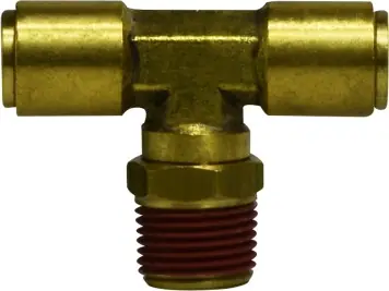 Midland Metal 720604S Swivel Branch Tee, 3/8 in Push-In x 1/4 in MPT x 3/8 in Push-In, Brass Brand New