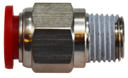 Midland Metal 20630 Straight Adapter, 4 mm Push-In x 1/8 in Male BSPT, Composite, Nickel-Plated Buy Direct