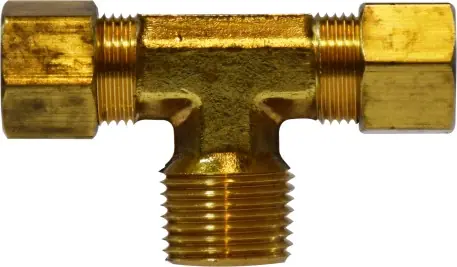 Midland Metal 18292 Branch Tee, 1/4 in Tube OD x 1/4 in Tube OD x 1/4 in Male NPTF, Brass Must Have