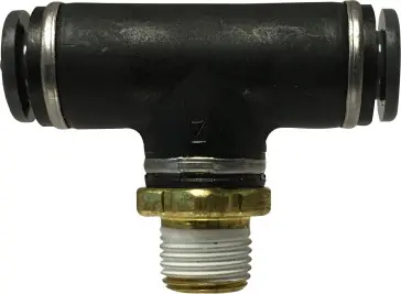 Midland Metal 720604SC Fixed Branch Tee, 3/8 in Push-In x 1/4 in Push-In x 3/8 in MIP, Composite Fresh Stock