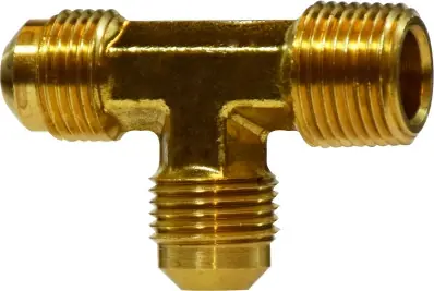 Budget Midland Metal 10343 Run Tee, 3/16 in SAE 45 deg Male Flared x 1/8 in Male NPTF x 3/16 in SAE 45 deg Male Flared
