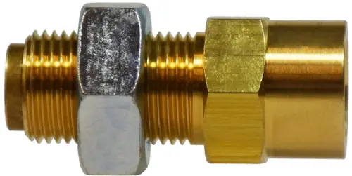 Midland Metal 860402 Bulkhead Union, 1/4 in Push-In x 1/4 in FNPTF, Brass Seasonal Sale