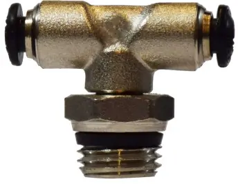 One Day Deal Midland Metal 20683N Swivel Branch Tee, 6 mm Push-In x 1/4 in MNPT Global x 6 mm Push-In, Brass, Nickel-Plated