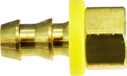 Final Sale Midland Metal 30311 Adapter, 1/4 in Push-On Hose Barbed x 1/4 in Female Inverted Flared, Brass