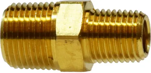 Midland Metal 28222L Reducing Hex Nipple, 3/8 in MNPT x 1/4 in MNPT, 1.19 in, Brass Discount