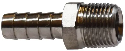 Bargain Midland Metal 32006SS Straight Adapter, 1/4 in Hose Barbed x 3/8 in MIP, Stainless Steel