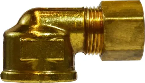 Midland Metal 18254 90 deg Elbow, 1/4 in Compression x 1/4 in FNPTF, Brass Bargain