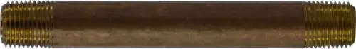 Last Chance Midland Metal 40012 Seamless Pipe Nipple, 1/8 in MPT x 1/8 in MPT, 7 in, Brass